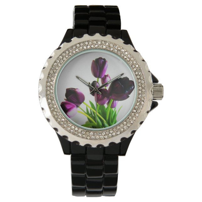 Mörk Lila Tulips Armbandsur (Framsida)