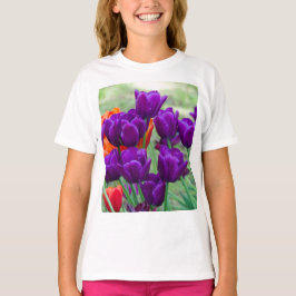 Mörk lila tulips jigszawa t shirt