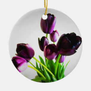 Mörk Lila Tulips Julgransprydnad Keramik