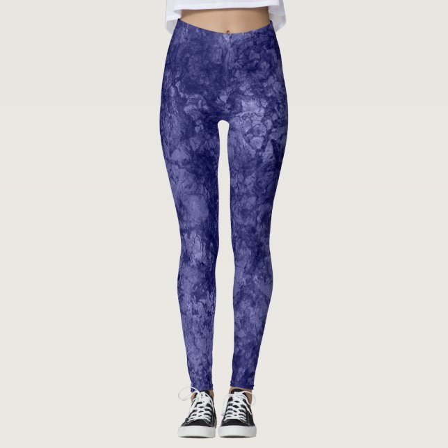 Mörk lila violet struktur texturerat suede marble  leggings (Framsida)