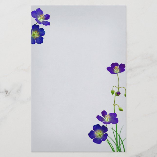Mörk Lila Wilblomme Bröllop Brevpapper (Framsida)