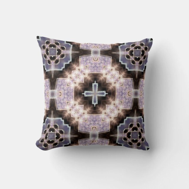 Mörk Lilac Crystal Diamond Glow Geometric Cushion Kudde (Framsida)