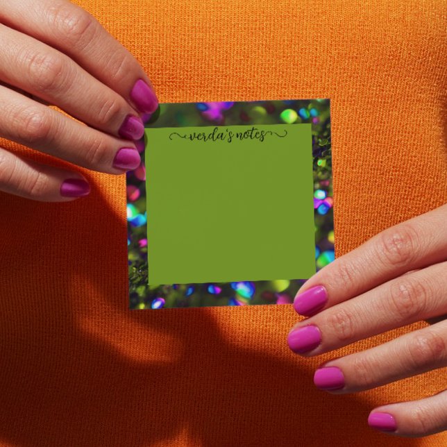 Mörk Lime Sparkling Post-it Block (Skapare uppladdad)