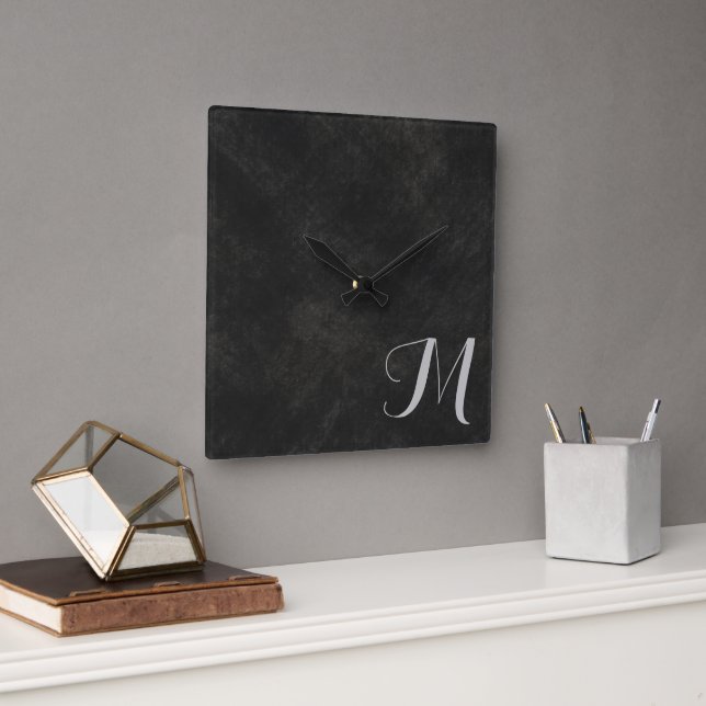 Mörk Lime Tvättar Luxuriöst monogram Fyrkantig Klocka (Kontor)