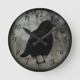 Mörk Little Raven Rund Klocka