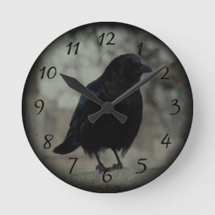 Mörk Little Raven Rund Klocka