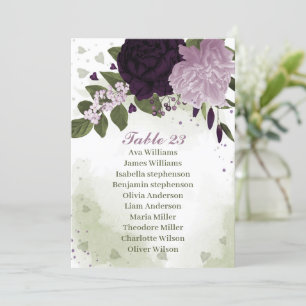 Mörk Ljus lila blommor grönt-platskort Inbjudningar