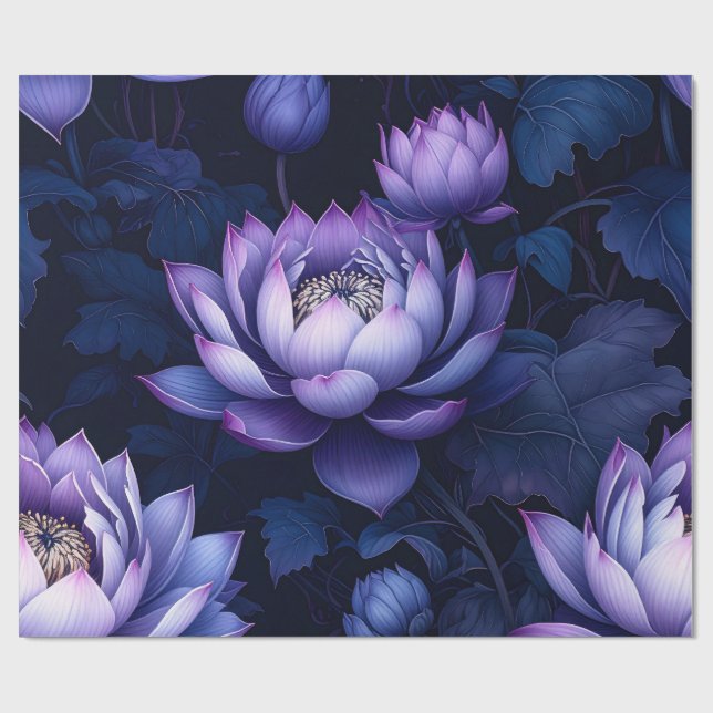 Mörk Lotus Night Wrapping Papper Presentpapper (Platt)