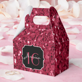 Mörk magenta rosa faux glitter sparkles Sweet 16 Presentaskar
