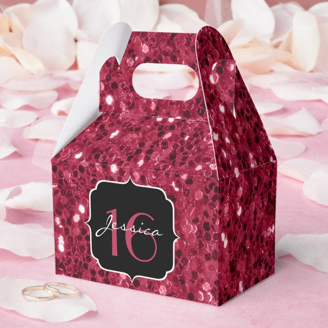 Mörk magenta rosa faux glitter sparkles Sweet 16 Presentaskar (Bröllop)