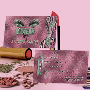 Mörk Magenta Rosa Sage Tones Lash Läppar Makeup Visitkort