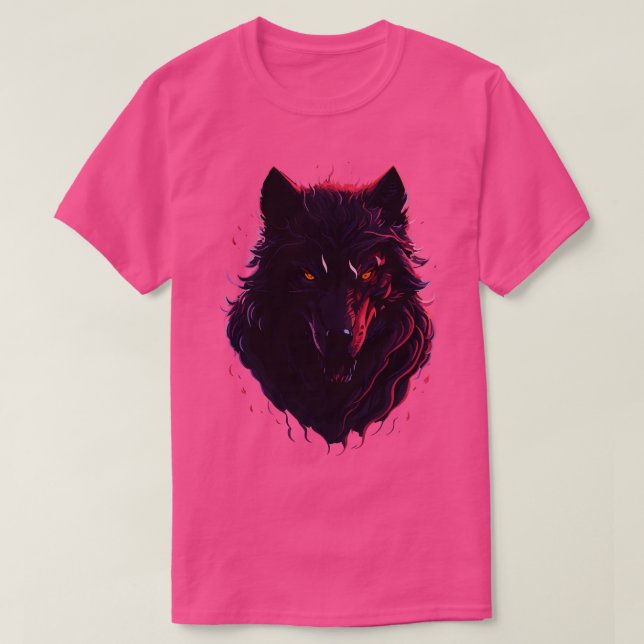 Mörk Magic Fantasy Intricate Varg Ansikte T Design Shirt (Design framsida)