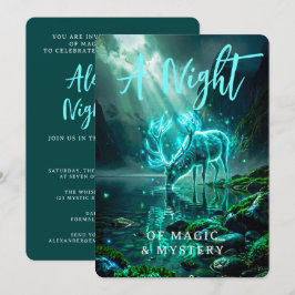 Mörk Magisk Lysande Cyan Andlig Hjort Fantasy Inbjudningar
