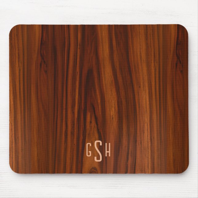 Mörk Mahogany Wood Struktur, Monogram Musmatta (Framsidan)