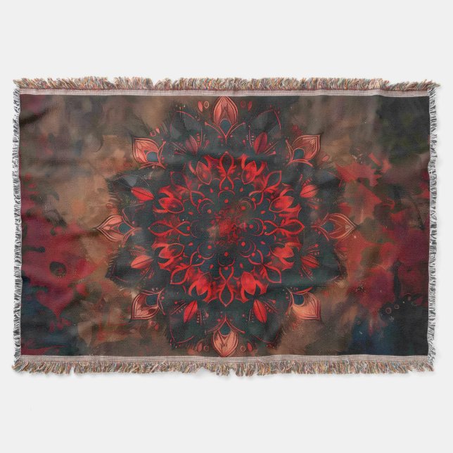 Mörk Mandala- Boho Gothic Gift Filt (Framsidan)