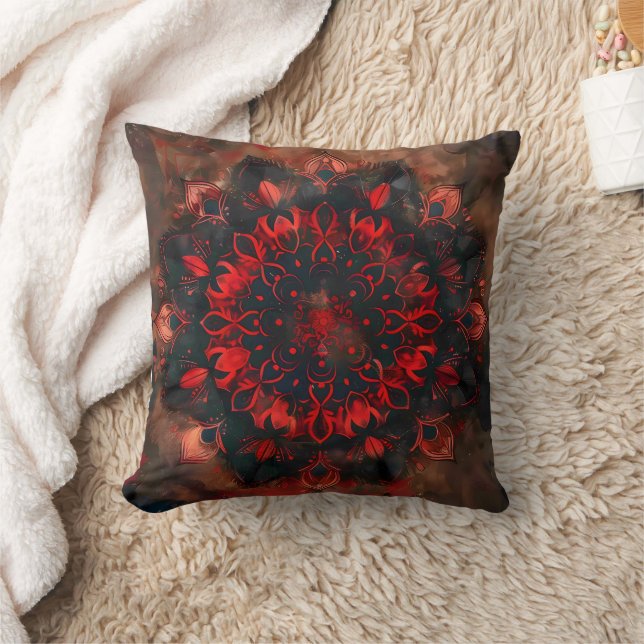 Mörk Mandala- Boho Gothic Gift Kudde (Filt)