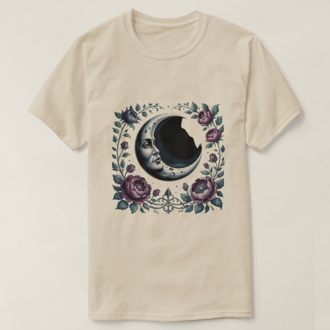 Mörk måne trädgård – Mystisk gotisk nattkonst T Shirt (Design framsida)