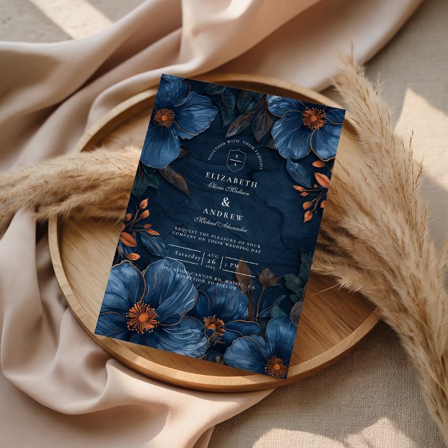 Mörk marin botanisk romantik inbjudningar (Skapare uppladdad)