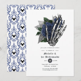 Mörk marin gotisk blomsterinspirerad brudtärnas lu inbjudningar