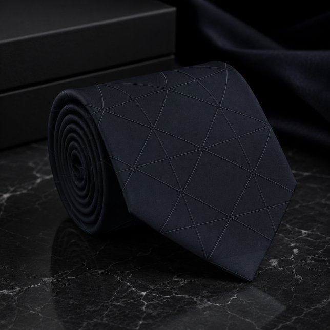 Mörk marinblå geometrisk begravningsslips  slips (Skapare uppladdad)