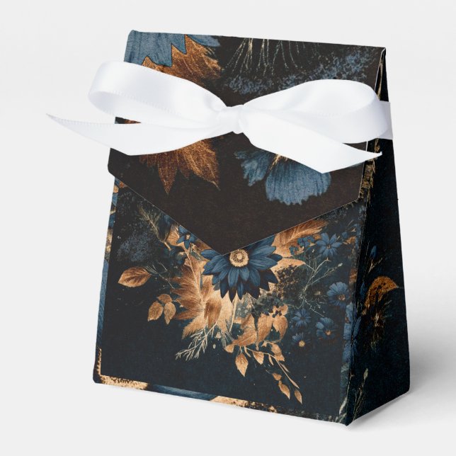 Mörk marinblå och guld rustik glamour boho bröllop presentaskar (Framsidan Sidan)