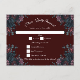 Mörk Maroon Mauve Gothic Elegant bröllop Helg Vykort