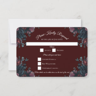 Mörk Maroon Mauve Gothic Elegant bröllop Inbjudningar
