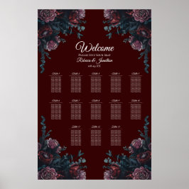 Mörk Maroon Mauve Gothic Elegant bröllop Poster