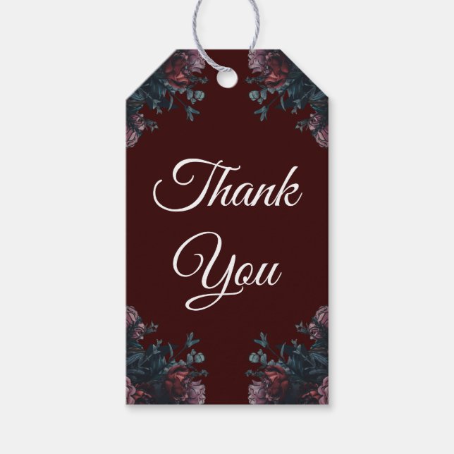 Mörk Maroon Mauve Gothic Elegant bröllop Presentetikett (Framsidan)