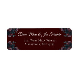 Mörk Maroon Mauve Gothic Elegant bröllop Returadress Etikett