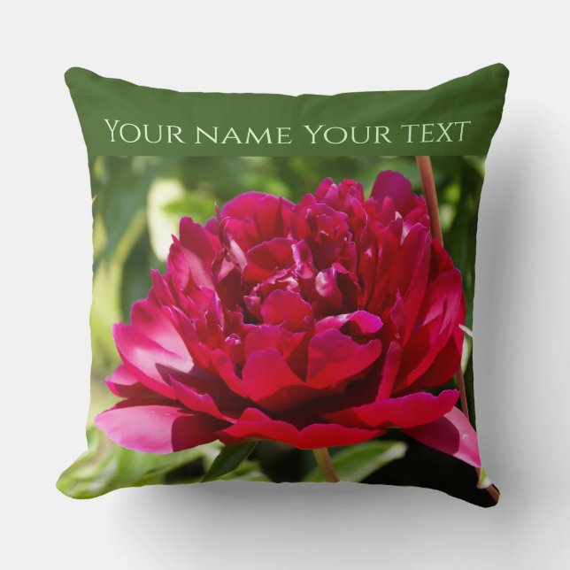 Mörk Maroon velvet peonies Kudde (Framsida)