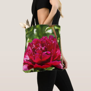 Mörk Maroon velvet peonies Tygkasse