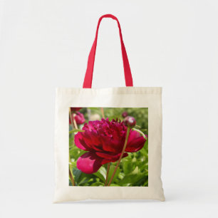 Mörk Maroon velvet peonies Tygkasse