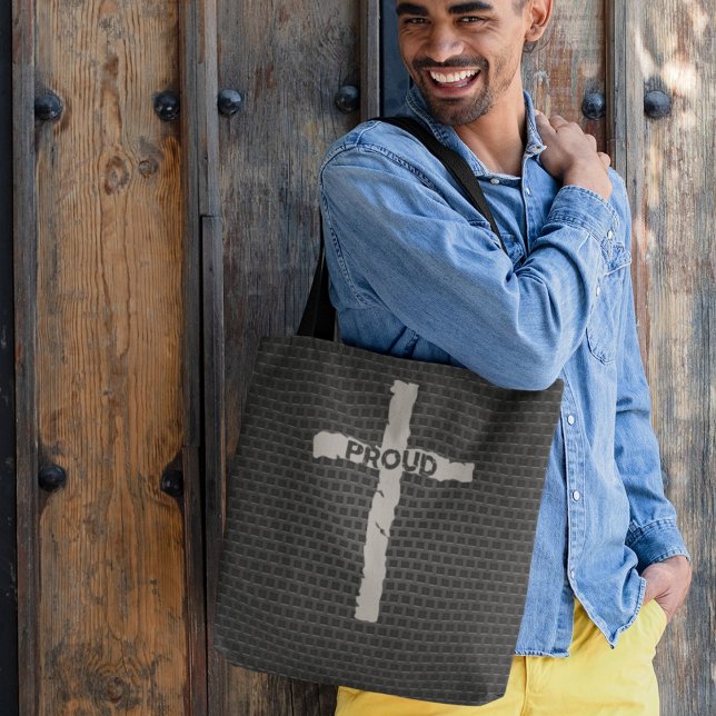 Mörk Masculine Proud Christian Kor Metall Stone Tygkasse (Skapare uppladdad)