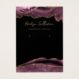 Mörk Mauve agate jewelry visning card Visitkort