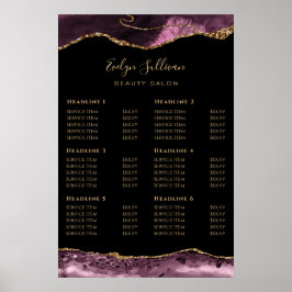 Mörk Mauve Agate Pris List Poster