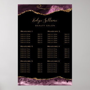 Mörk Mauve Agate Pris List Poster