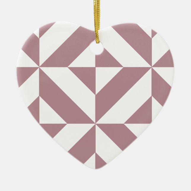 Mörk Mauve Geometric Deco Cube Mönster Julgransprydnad Keramik (Framsidan)