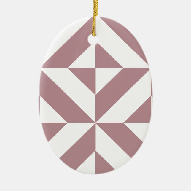 Mörk Mauve Geometric Deco Cube Mönster Julgransprydnad Keramik (Framsidan)