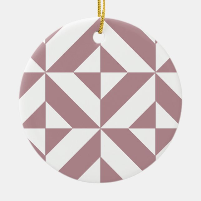 Mörk Mauve Geometric Deco Cube Mönster Julgransprydnad Keramik (Framsidan)