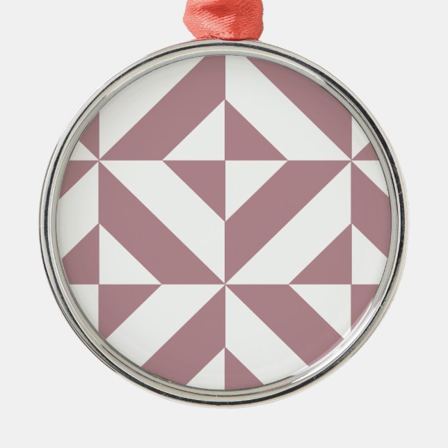 Mörk Mauve Geometric Deco Cube Mönster Julgransprydnad Metall (Framsidan)