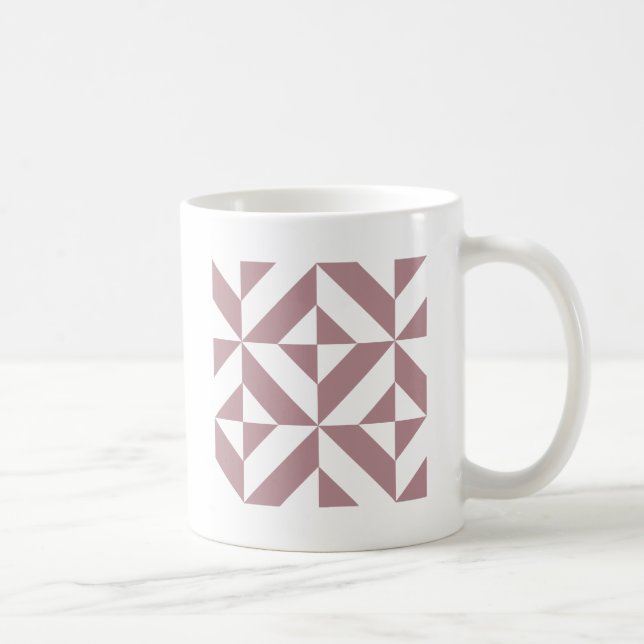 Mörk Mauve Geometric Deco Cube Mönster Kaffemugg (Höger)