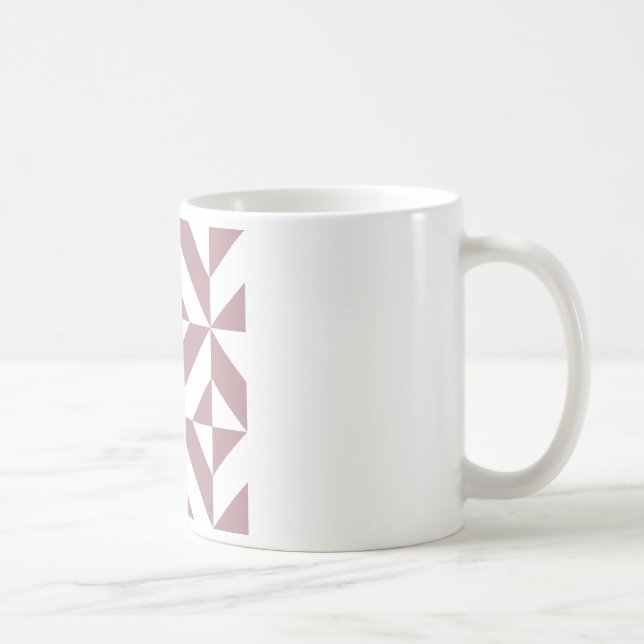 Mörk Mauve Geometric Deco Cube Mönster Kaffemugg (Höger)