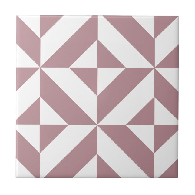 Mörk Mauve Geometric Deco Cube Mönster Kakelplatta (Framsidan)