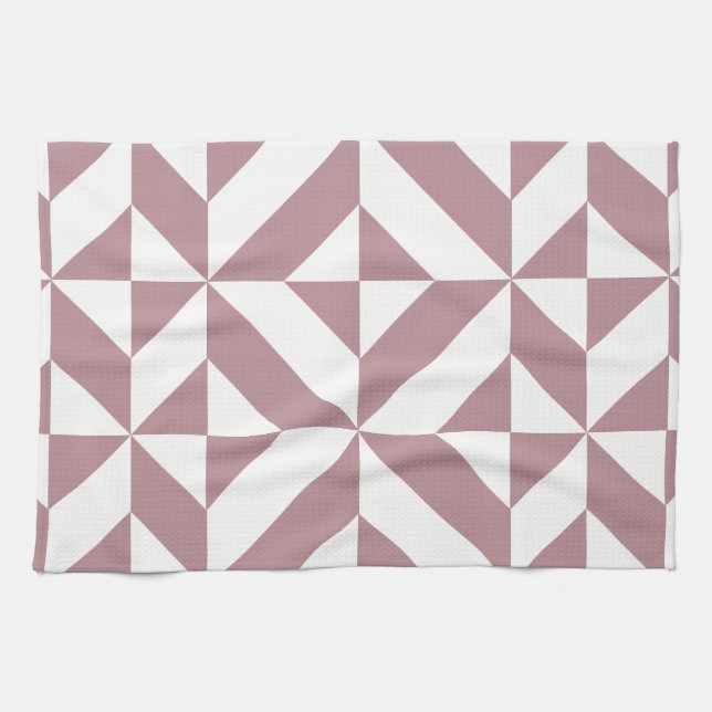Mörk Mauve Geometric Deco Cube Mönster Kökshandduk (Horisontell)
