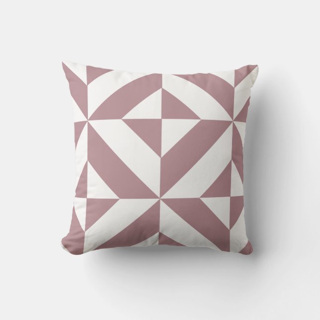 Mörk Mauve Geometric Deco Cube Mönster Kudde (Framsida)