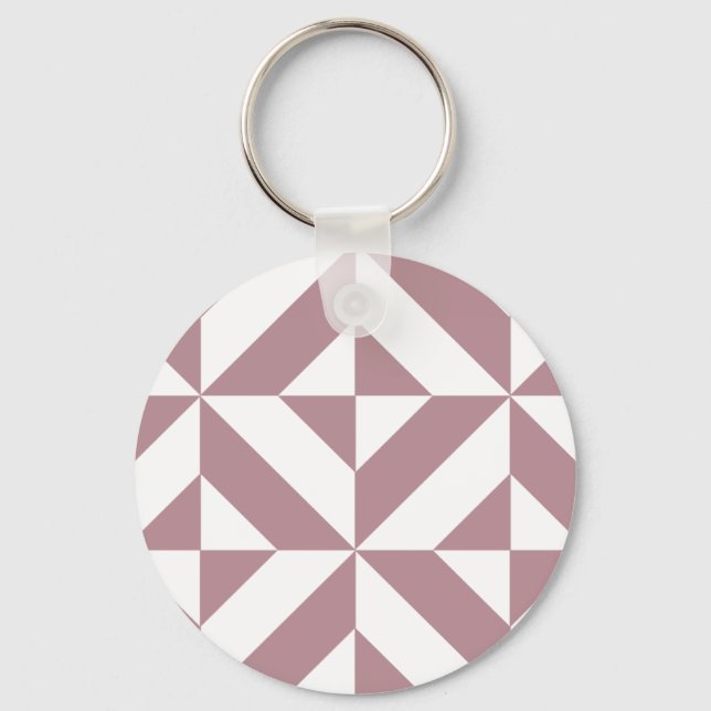 Mörk Mauve Geometric Deco Cube Mönster Nyckelring (Framsida)