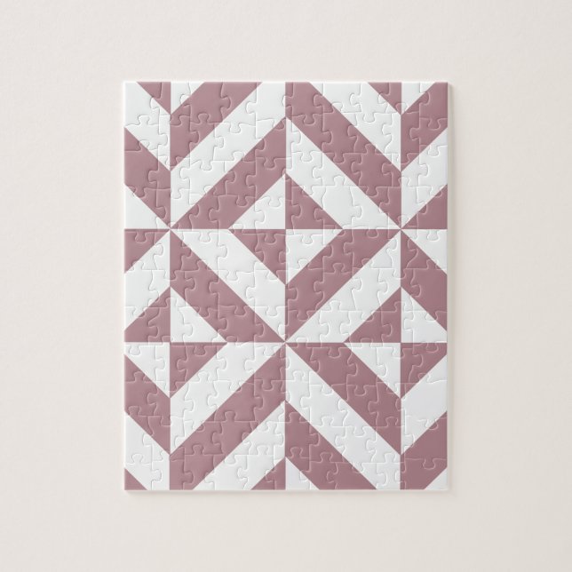 Mörk Mauve Geometric Deco Cube Mönster Pussel (Vertikal)