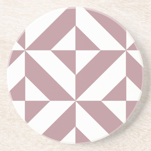 Mörk Mauve Geometric Deco Cube Mönster Underlägg Sandsten (Framsidan)