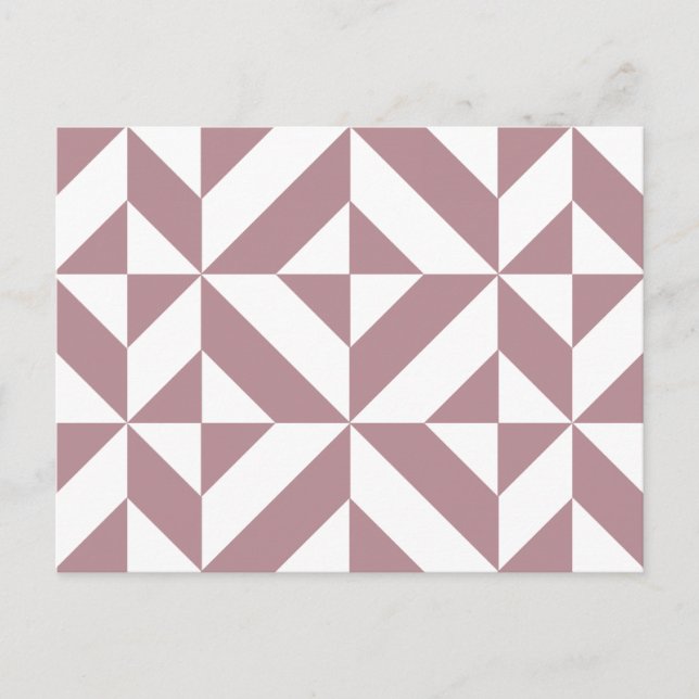 Mörk Mauve Geometric Deco Cube Mönster Vykort (Framsida)